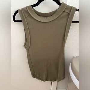 We The Free Olive Ribbed Tank Top - Sleeveless Knit Kate Tee NWOT
